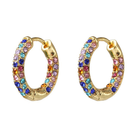Punk Gold Small Earring for Ethnic Metal Enamel Round Statement