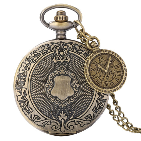 Vintage Antique Copper Steampunk Bronze Hollow Gear Quartz Pocket Watch