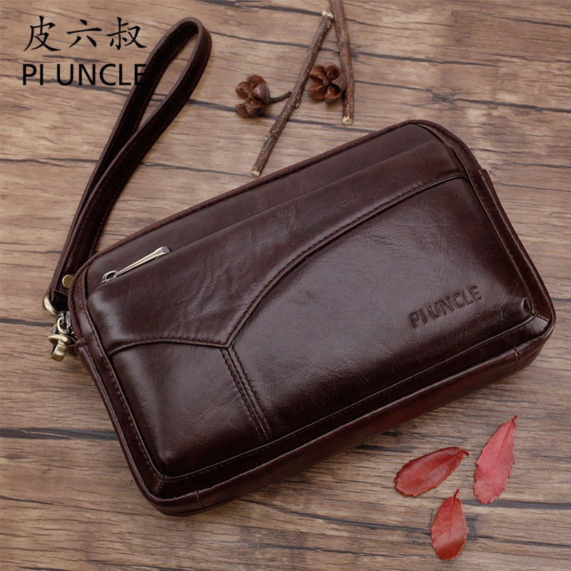 Men Leather Clutch Wrist Money Bags Wallet