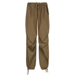 Khaki Low Rise Cargo Pants Vintage Baggy Wide Leg Trousers Streetwear