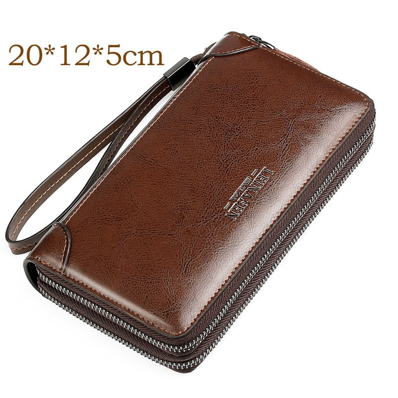 Men Long Wallet Men Double Zipper Coin Pocket Male Wallet