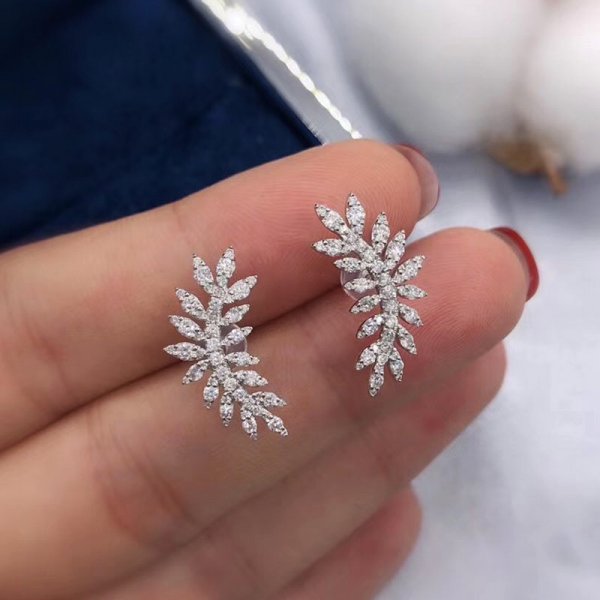 Flower Crystal Temperament Geometric Shiny Zircon Earrings Statement Earrings