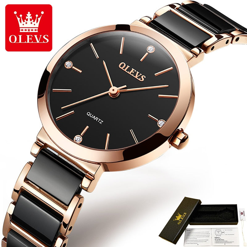 Quartz Watches for Women Ceramic Strap Waterproof