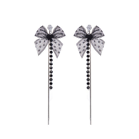 Retro Asymmetric Butterfly Imitation Pearl Earrings Fashion Round Flower