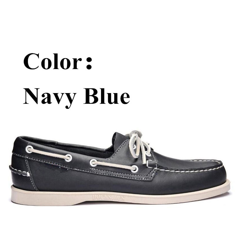 Men Genuine Leather Driving Shoes Docksides Classic Boat Shoe