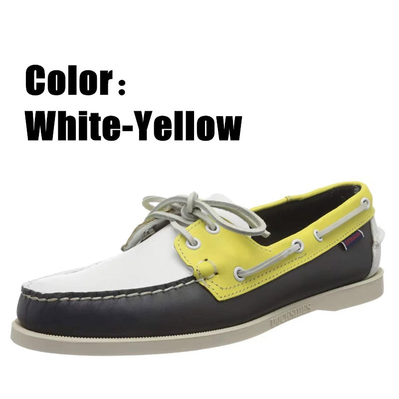 Men Genuine Leather Driving Shoes Docksides Classic Boat Shoe