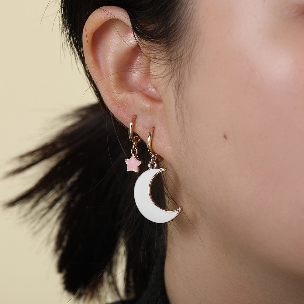 Punk Gold Small Earring for Ethnic Metal Enamel Round Statement