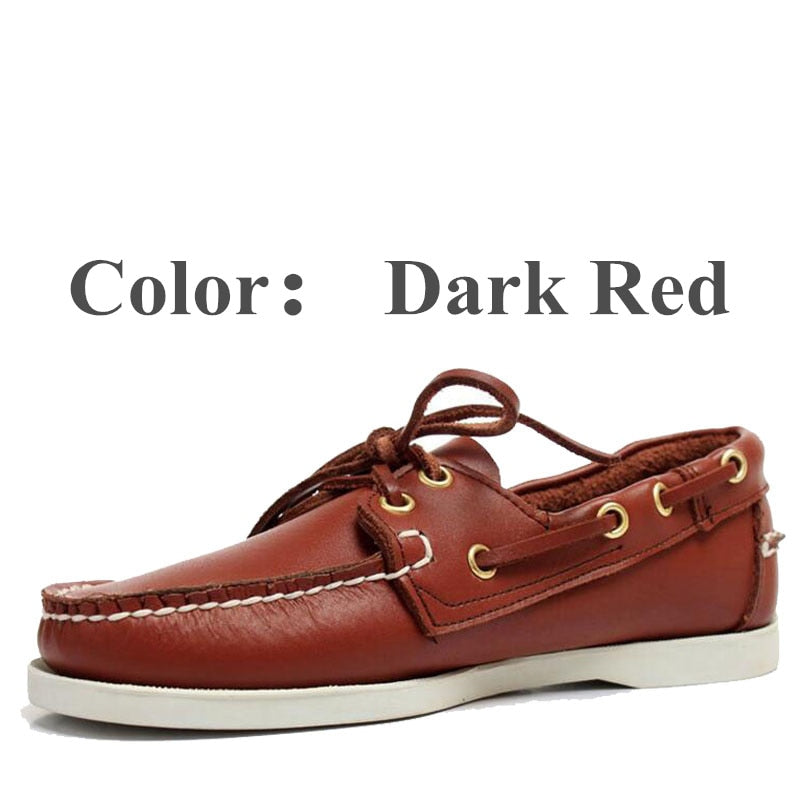 Men Genuine Leather Driving Shoes Docksides Classic Boat Shoe