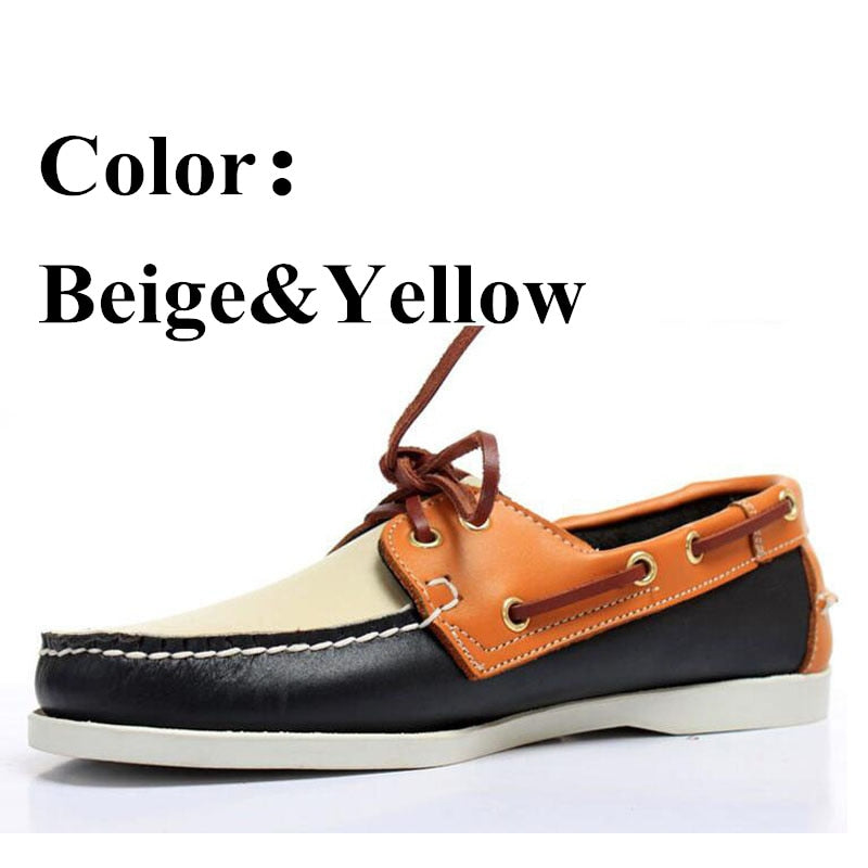 Men Genuine Leather Driving Shoes Docksides Classic Boat Shoe