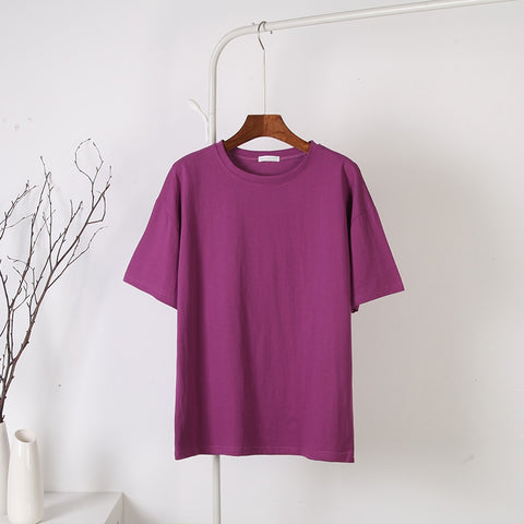 Soft Basic T Shirt Women Oversized Casual Solid Tee
