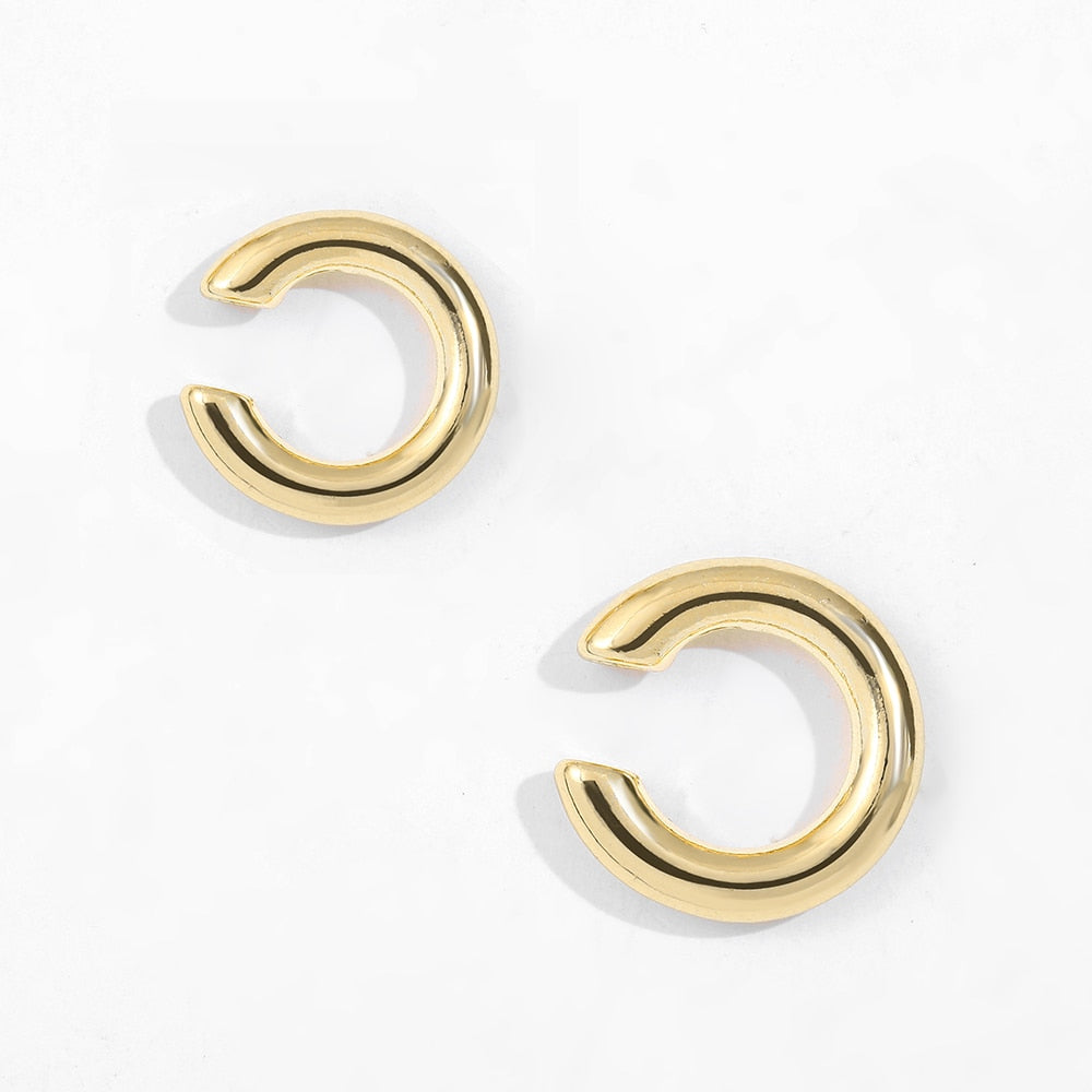 Punk Gold Small Earring for Ethnic Metal Enamel Round Statement