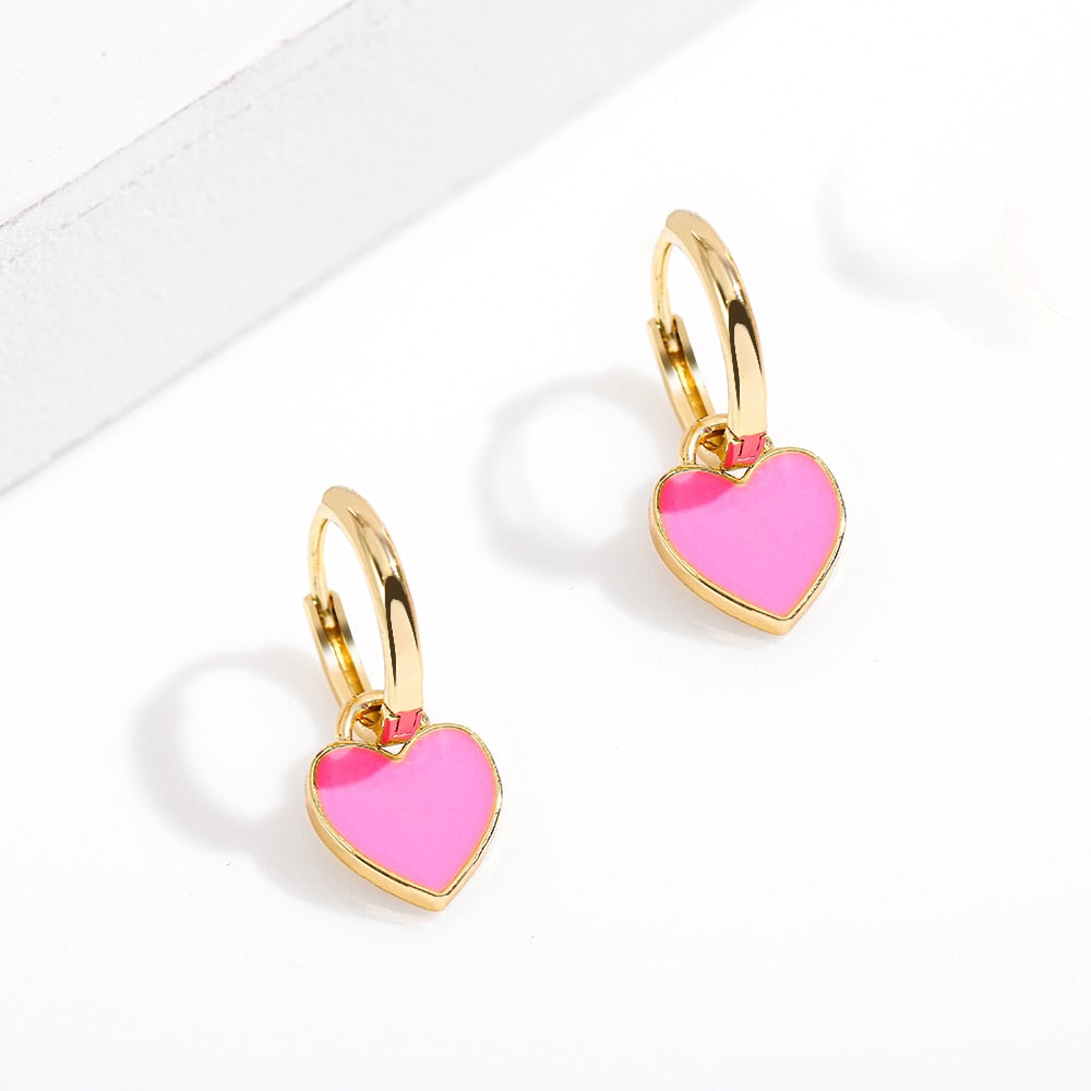 Punk Gold Small Earring for Ethnic Metal Enamel Round Statement