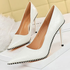 Shoes Rivet Woman Pumps High Heels Stiletto Pu Leather