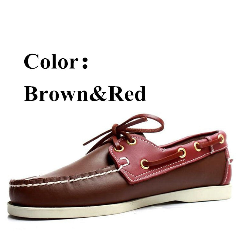 Men Genuine Leather Driving Shoes Docksides Classic Boat Shoe