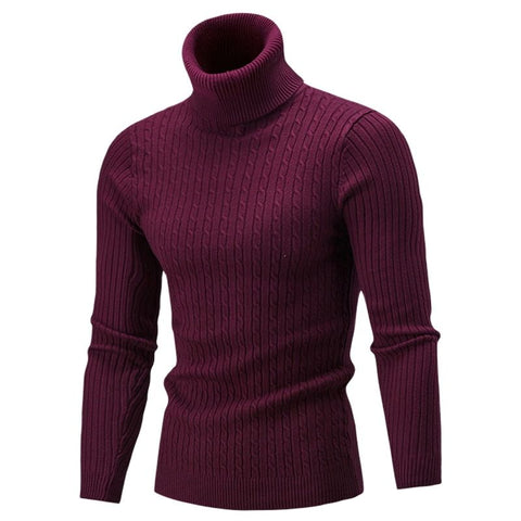Turtleneck Sweater Men Knitting Pullovers Knitted Sweater