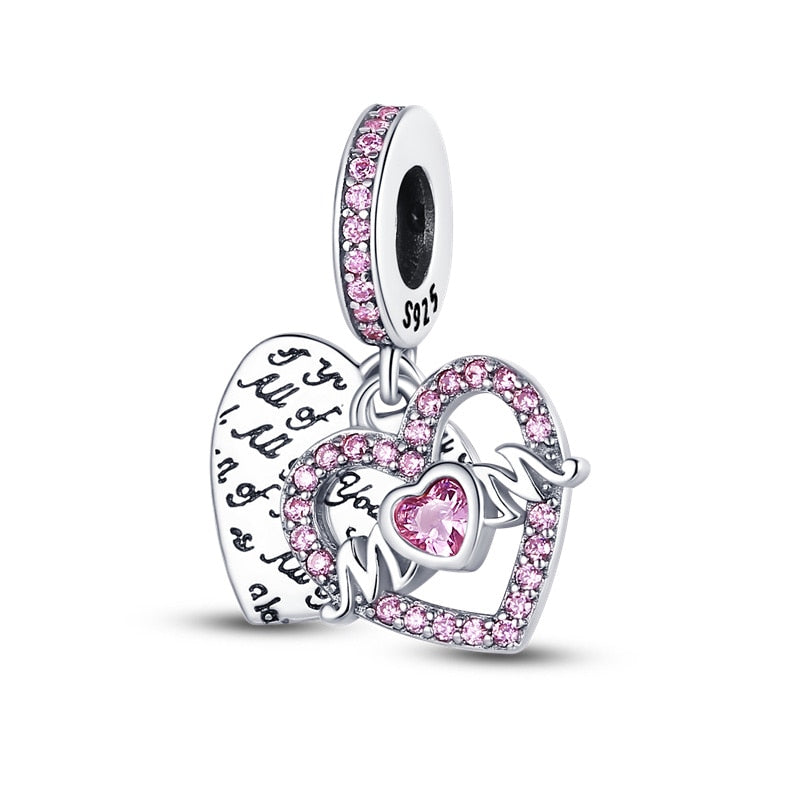 Silver Color Heart Shaped Charms Beads