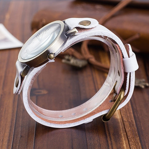 Vintage Cow Leather Bracelet Watch Women Wrist Watches