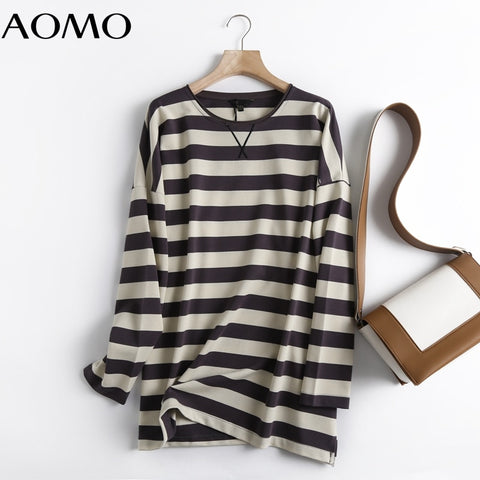 Striped Print Sweatshirts Oversize Long Sleeve O Neck Loose Pullovers