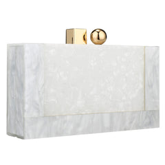 Marbling white Acrylic Purse Box Clutch Luxury Handbags