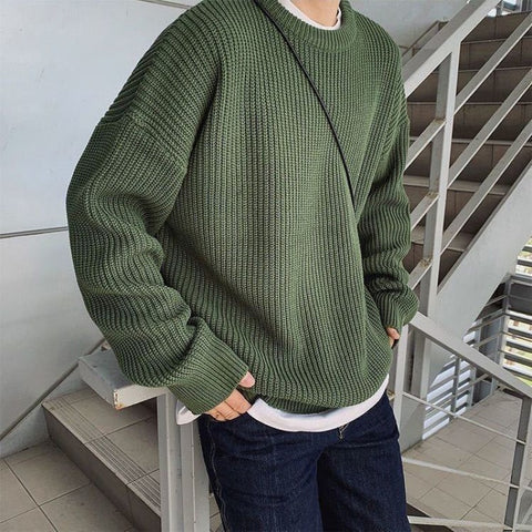 Fashion Sweaters Men Autumn Solid Color Wool Sweaters Slim Fit