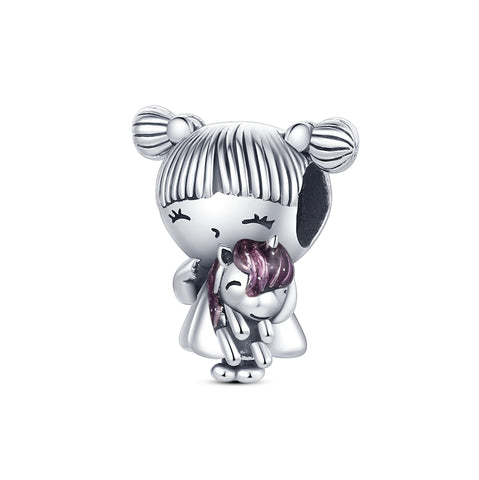 Silver Color Heart Shaped Charms Beads