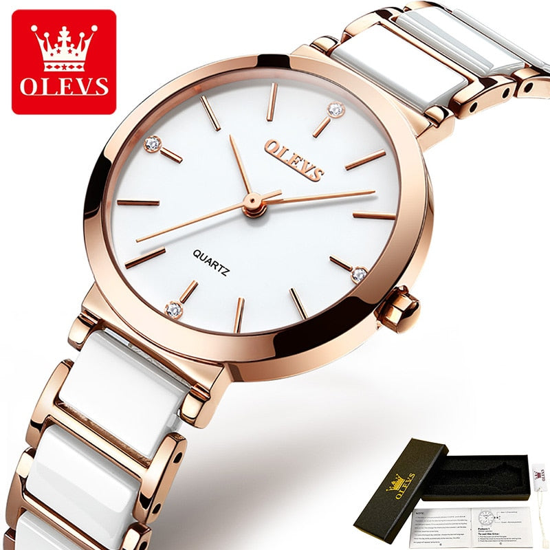 Quartz Watches for Women Ceramic Strap Waterproof