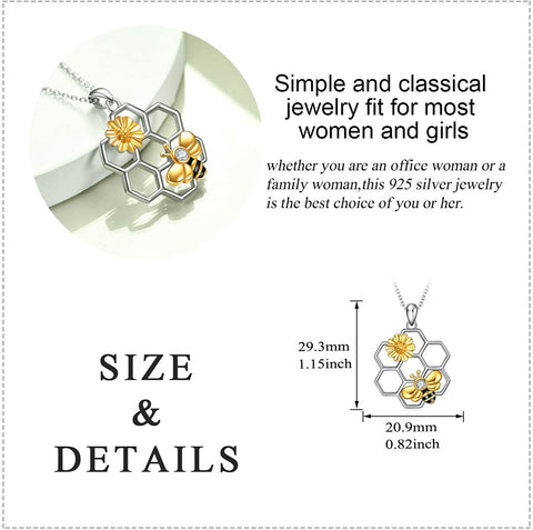 Rose Valley Sunflower Pendant Necklace for Women Bee Pendants