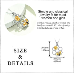 Rose Valley Sunflower Pendant Necklace for Women Bee Pendants