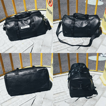 Gym Bag Leather Women Fitness Shoe Compartment Men Duffle Shoulder Bags