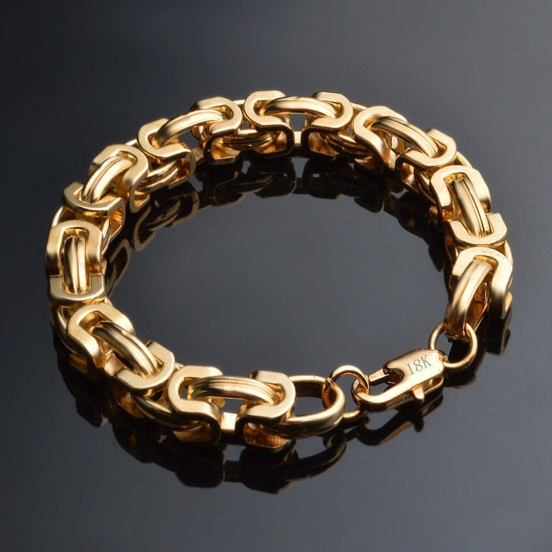 Gold Plated Mens Bracelet, Mens Gold Chain Bracelet