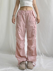 Baggy Cargo Pants Low Rise Drawstring Fashion Pocket Casual Pants