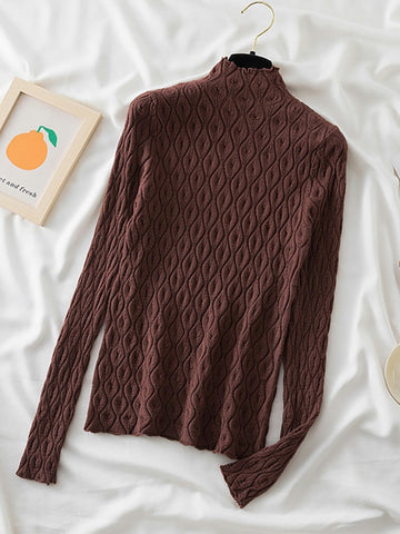 Turtleneck Women Sweaters Warm Pullover Slim Tops Knitted