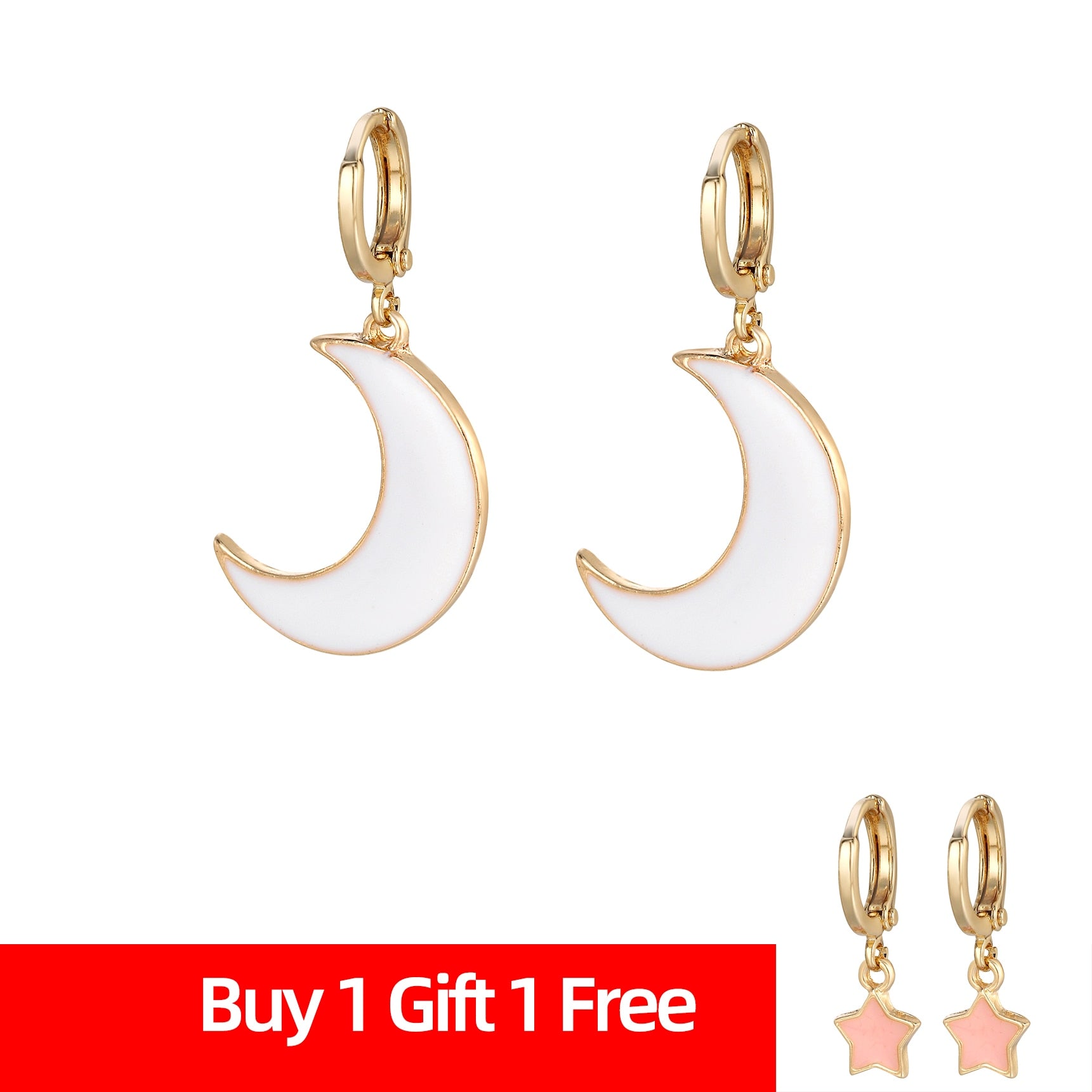 Punk Gold Small Earring for Ethnic Metal Enamel Round Statement