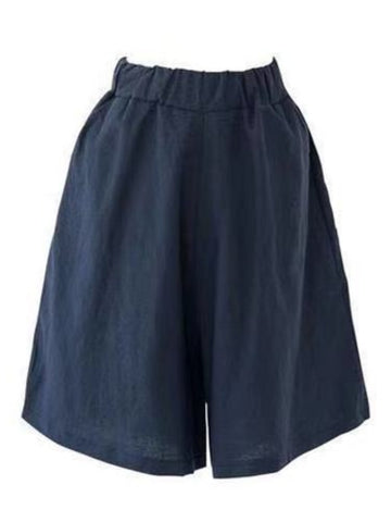 Summer Shorts for Women Cotton Linen Elastic Waist Knee-length Shorts
