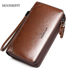 Men Long Wallet Men Double Zipper Coin Pocket Male Wallet