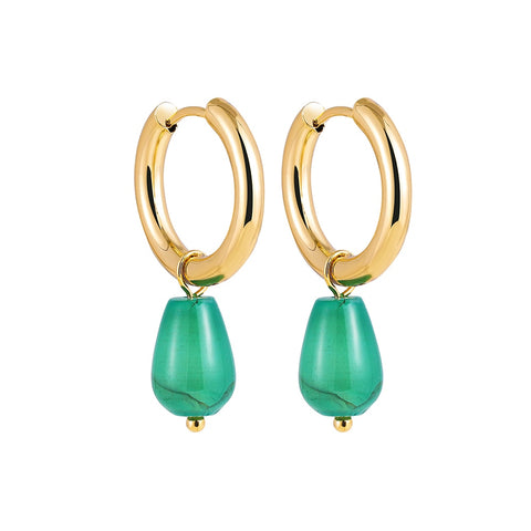 Bohemian Handmade Natural Stone Beads Hoop Earrings