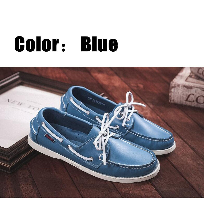 Men Genuine Leather Driving Shoes Docksides Classic Boat Shoe