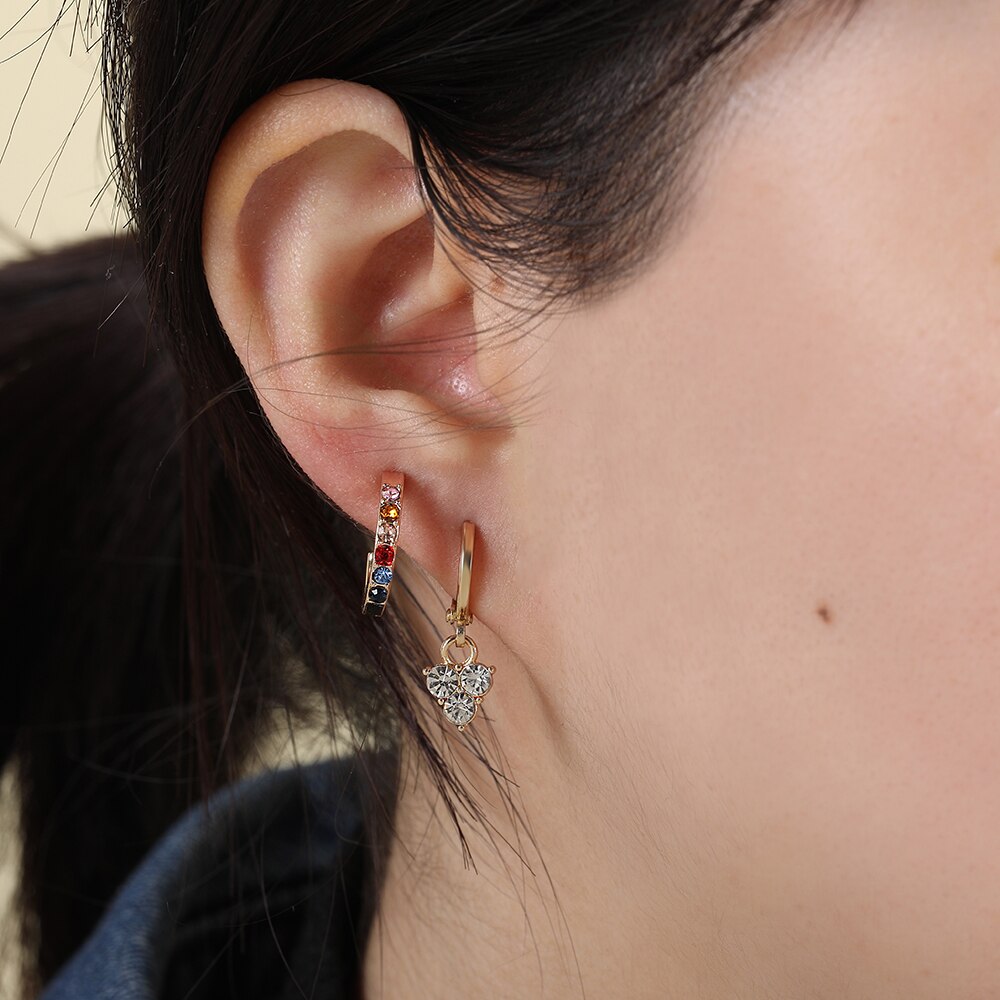 Punk Gold Small Earring for Ethnic Metal Enamel Round Statement