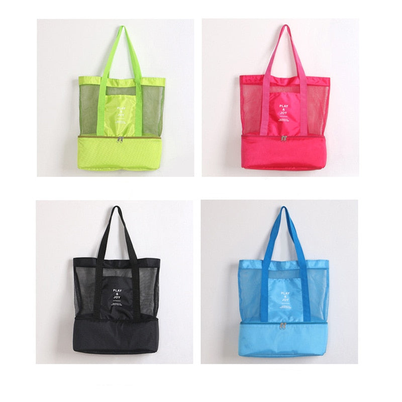 High Capacity Mesh Transparent Bag Double-layer Large Picnic Beach Bags