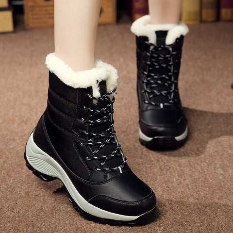 Boots Mid-Calf Snow Boots Women Lace-up Comfortable Ladies Boots
