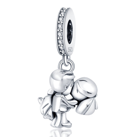 Silver Color Heart Shaped Charms Beads