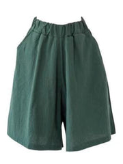 Summer Shorts for Women Cotton Linen Elastic Waist Knee-length Shorts