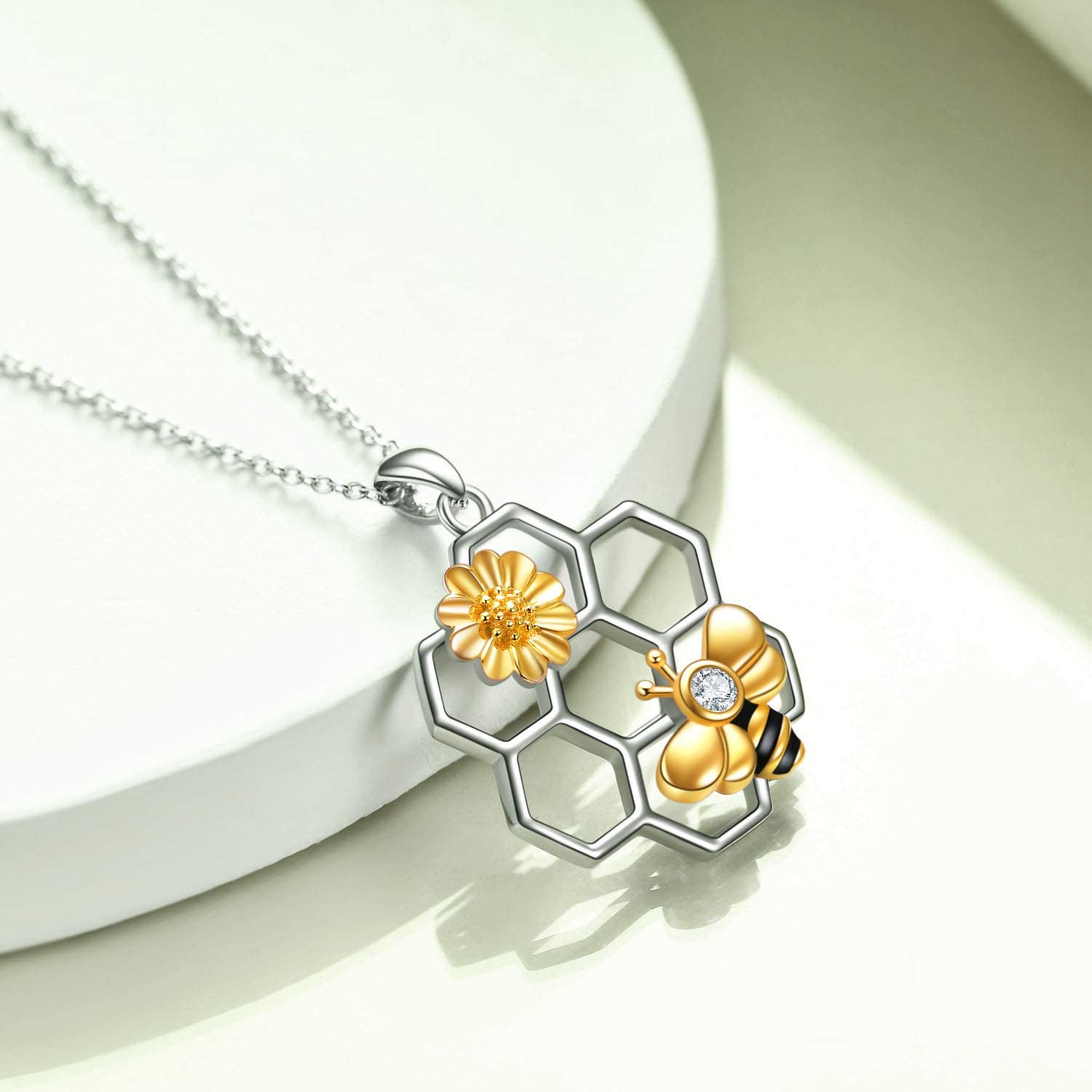 Rose Valley Sunflower Pendant Necklace for Women Bee Pendants