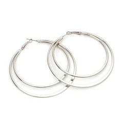 Stainless Steel Exaggerated Round Bead Hoop Earring