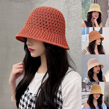 Solid Handmade Crochet Floppy Top Summer Hats