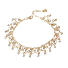 Fashion Women Crystal Tassel Beach Anklet Classic Gold Foot jewelry