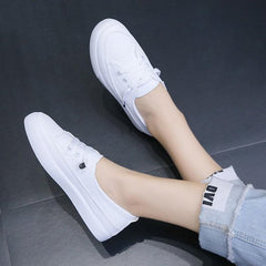 Moccasins Woman Summer Loafers White Flat Rubber Sole Vulcanize Sports Flat