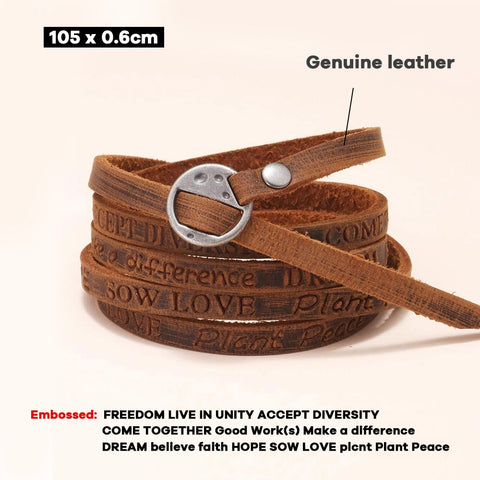 Vintage Bohemian Style Jewelry Multilayer Wrap Genuine Leather Bracelet