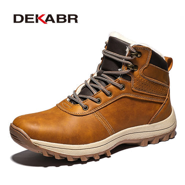 Warm Men Boots Genuine Leather Fur Plus Men Snow Boots