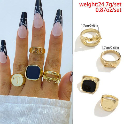 Antique Silver Color Vintage Bohemia Rings Set